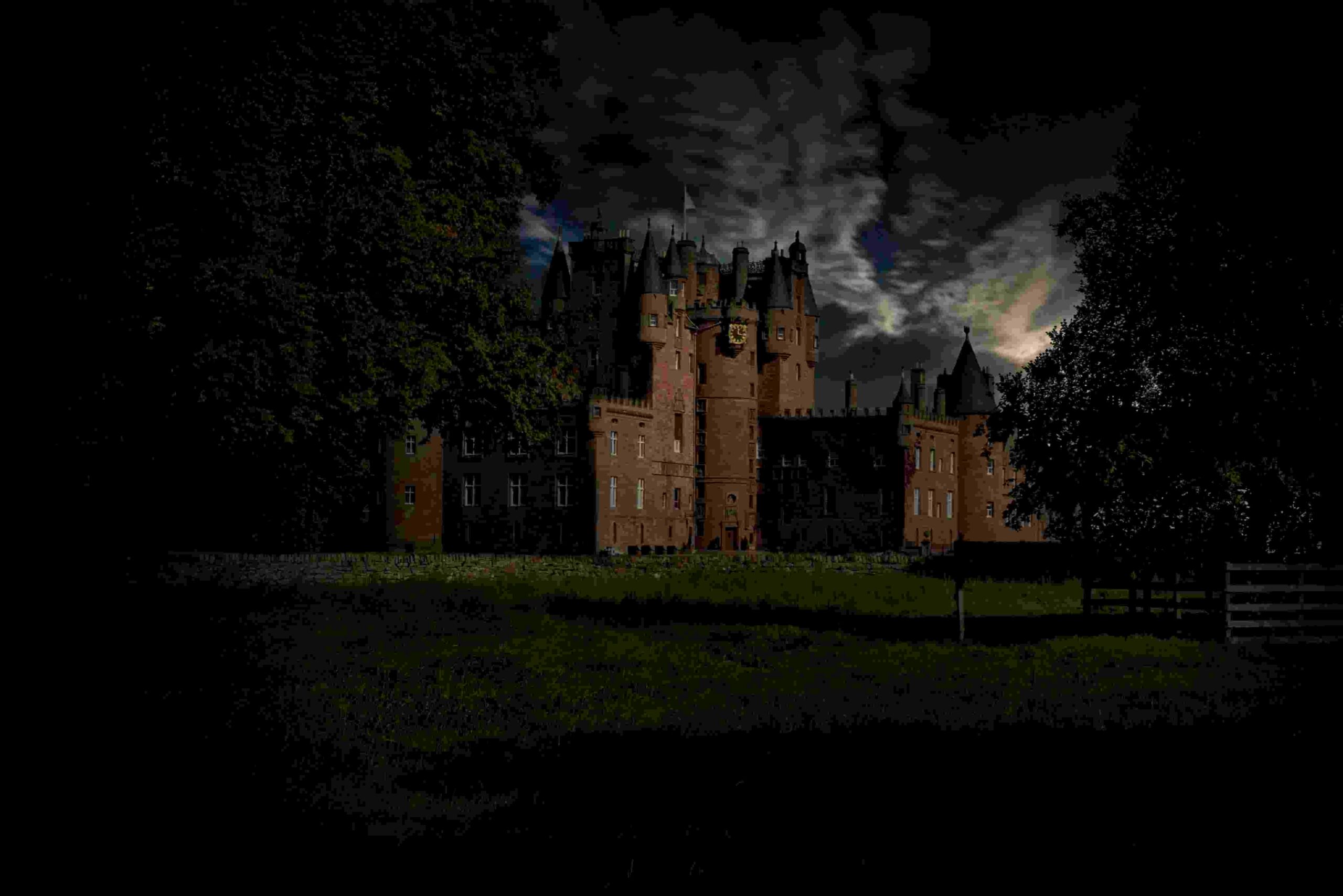 Glamis Castle exterior at night