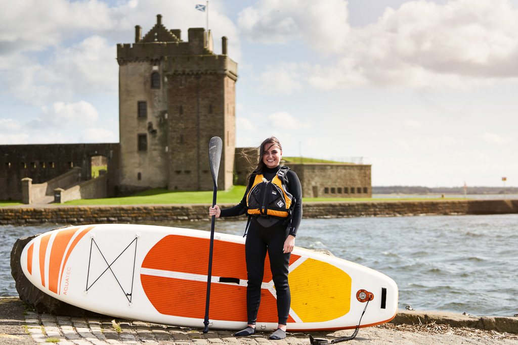 young woman with paddle board at pier by broughty castle broughty ferry dsc03189 53265878288 o